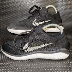 Nike Free Rn Flyknit Black Running Athletic Lightweight  Shoes Womens Size 8.5